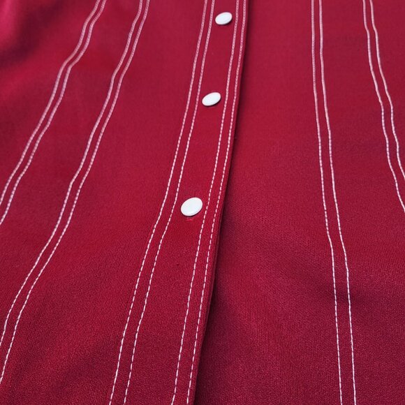 Vintage 1970's JCPenney Wide Lapel Collar Burgundy Red Button Up Jacket / Shirt, - Picture 2 of 11